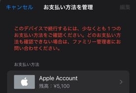 ワクワクメールでiPhoneのアプリ決済ができない状況